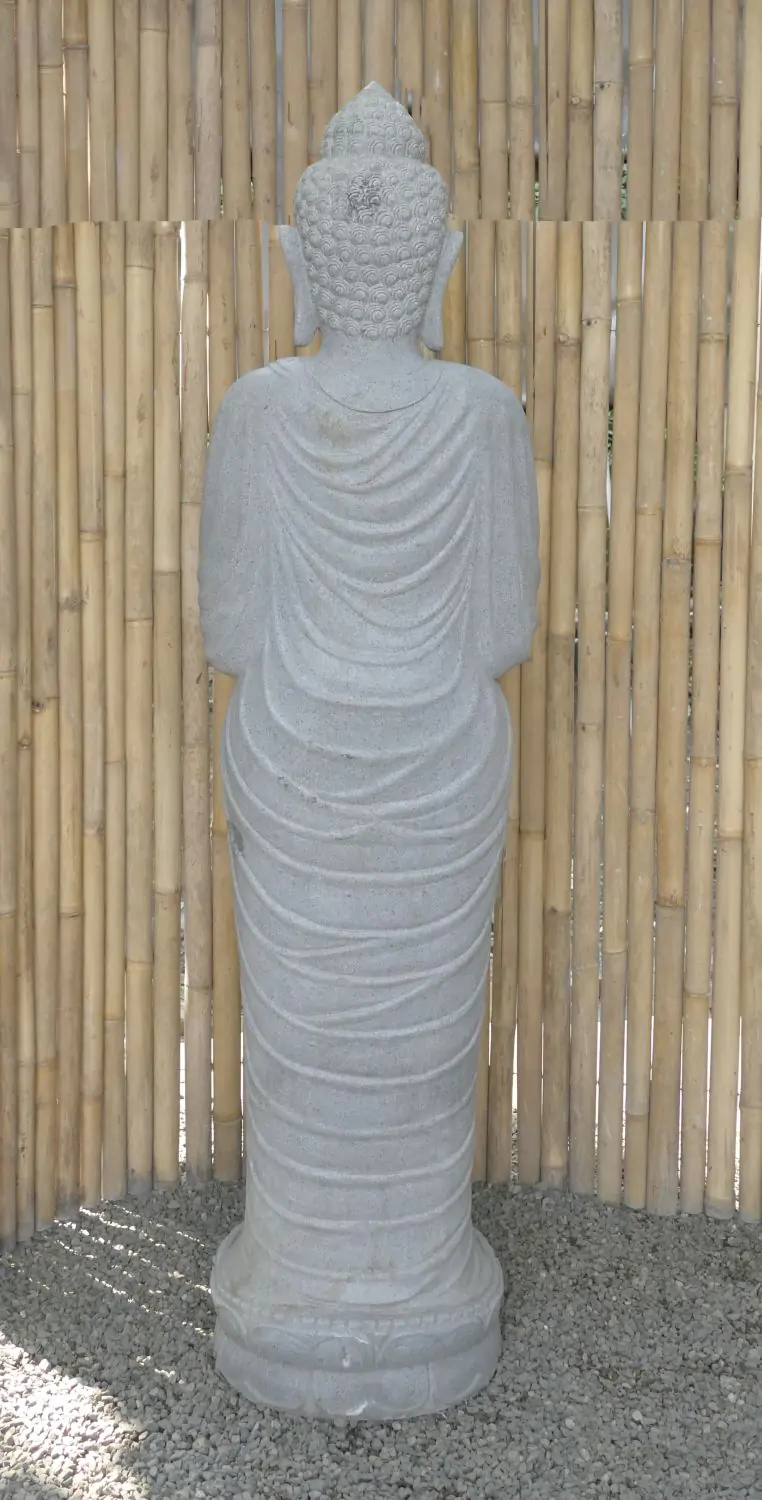 Product image 6 of the product “Standing Buddha made of Riverstone in Dharmachakra position - gesture of wheel of the teaching of Dharma. About 182cm height. ”